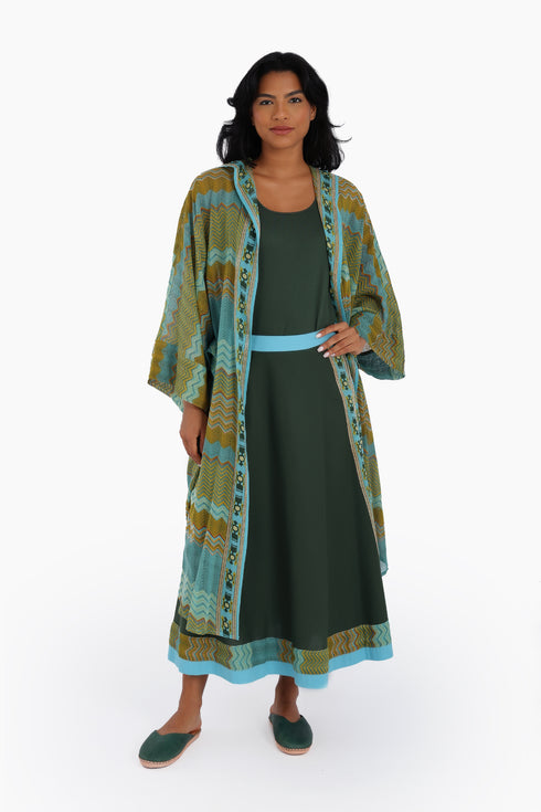 Long printed over sized coat with hoodie and pockets